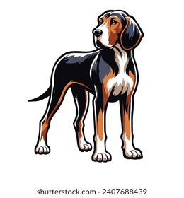 Coonhound dog vector isolated. This versatile design is ideal for prints, t-shirt, mug, sticker, poster, and many other tasks. Good for any commercial use.