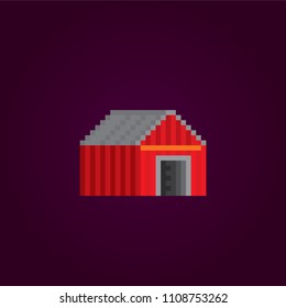 Coop, shed. Old school computer graphic. 8 bit video game. Game assets 8-bit sprite.