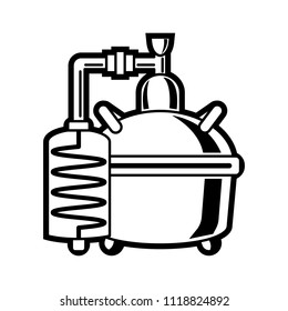 Cooper alcohol distillation unit alembic.