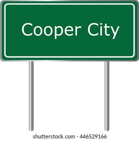 Cooper City , Florida, road sign green vector illustration, road table, USA city