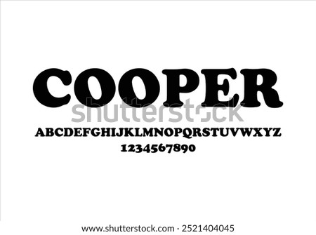 Cooper font for logo and headline. Isolated vector typeset