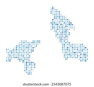 Mapa de puntos de Cooper Island. Forma de límite de estilo digital. Imagen del Vector Cooper Island. Puntos circulares azules. Ilustración vectorial creativa.