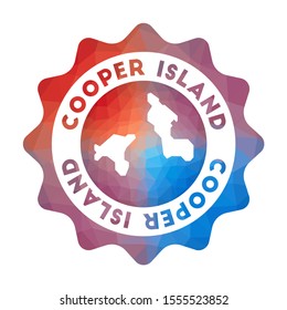 Cooper Island low poly logo. Colorful gradient travel logo in geometric style. Multicolored polygonal Cooper Island rounded sign with map for your infographics.