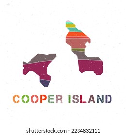 Cooper Island map design. Shape of the island with beautiful geometric waves and grunge texture. Beautiful vector illustration.