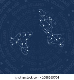 Cooper Island network style island map. Majestic space style, modern design for infographics or presentation.