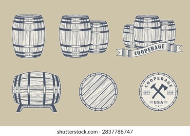 Cooperage Barrel and Logo Elements Set