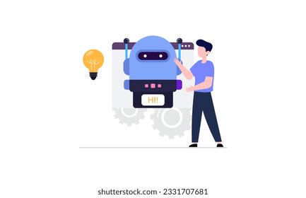 Cooperate with AI artificial intelligence illustration