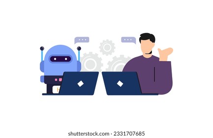 Cooperar con la ilustración de inteligencia artificial de IA