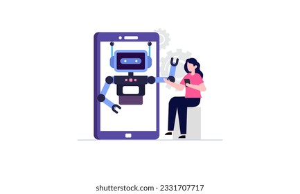 Cooperate with AI artificial intelligence illustration