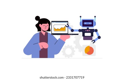 Cooperar con la ilustración de inteligencia artificial de IA