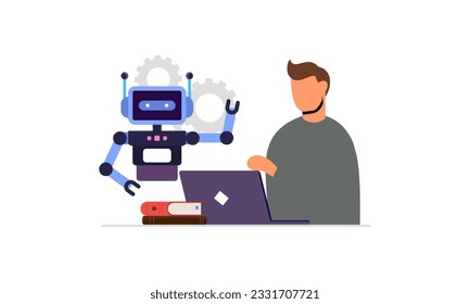 Cooperar con la ilustración de inteligencia artificial de IA