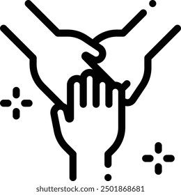 Symbol für Kooperation. Design mit dünnen linearen Stilen einzeln auf weißem Hintergrund