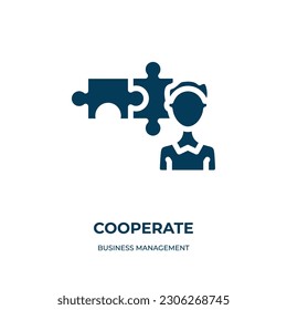 cooperate vector icon. cooperate, cooperation, partnership filled icons from flat business management concept. Isolated black glyph icon, vector illustration symbol element for web design and mobile 