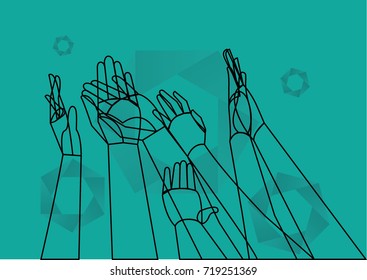 Cooperate work celebrate the team.hands giving a high five for great work.Business concept.Vector illustration