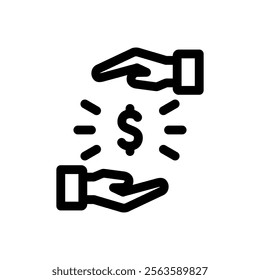 Cooperating and Sharing Icon Line Style Design Finance Vector Illustration