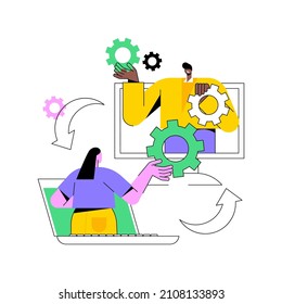 Cooperation Abstract Concept Vector Illustration. Online Collaboration, Team Communication, Cooperative Business, Coop Model, Partnership, Cooperation Process, Working Together Abstract Metaphor.