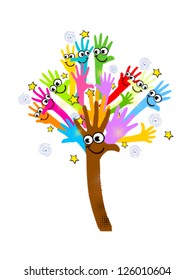 cooperation abstract tree. vector