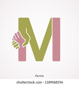 	
Cooperation Abstract Vector Sign, Symbol or Logo Template. Hand Shake Incorporated in Letter M Concept. Isolated.