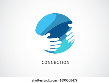 Cooperation Abstract Vector Sign, symbol and logo template. Handshake, network concept design