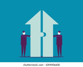 Cooperation, Business team and partner help together. Vector business illustration concept, Working character cartoon.