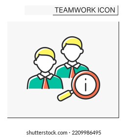 Cooperation color icon. Search for common solution to problem. Collaboration of workers.Teamwork concept. Isolated vector illustration