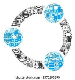 Cooperation composition icon organized for bigdata and computing illustrations. Vector cooperation mosaics are organized from computer, calculator, connections, wi-fi, network,