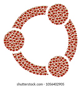 Cooperation composition of tomato vegetables. Vector tomato elements are grouped into cooperation composition. Natural vector illustration.