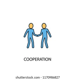 cooperation concept 2 colored line icon. Simple yellow and blue element illustration. cooperation concept outline symbol design from success set