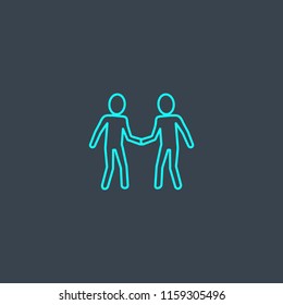 cooperation concept blue line icon. Simple thin element on dark background. cooperation concept outline symbol design from Success set. Can be used for web and mobile UI/UX