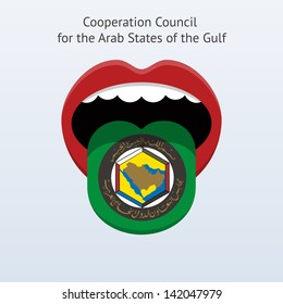 Cooperation Council for the Arab States of the Gulf speak. Abstract human mouth. Vector illustration.