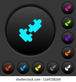 Cooperation dark push buttons with vivid color icons on dark grey background