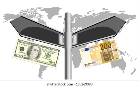 Cooperation euro and dollar. Conceptual image.