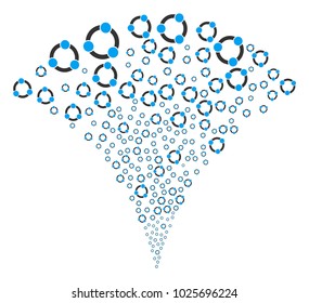 Cooperation explosion fountain. Vector illustration style is flat iconic symbols. Object fountain created from random icons as cooperation fireworks.