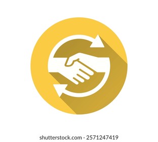 Cooperation flat icon. Simple illustration with long shadow for graphic and web design.