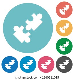 Cooperation flat white icons on round color backgrounds