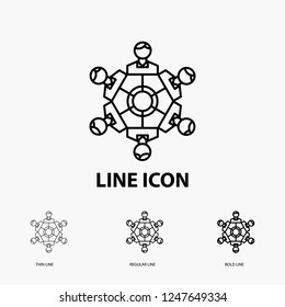 Cooperation, friends, game, games, playing Icon in Thin, Regular and Bold Line Style. Vector illustration