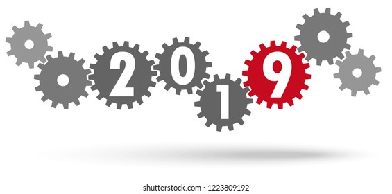 cooperation gears in different colors for New Year 2019