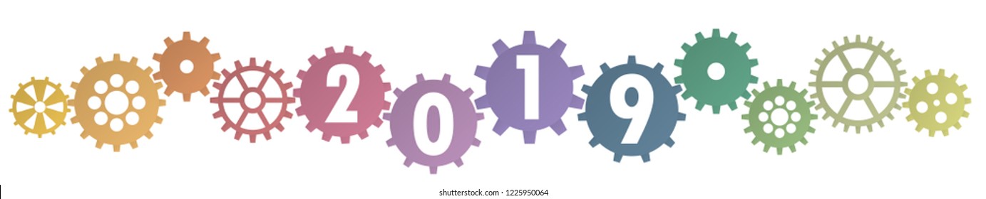 cooperation gears in different colors for New Year 2019