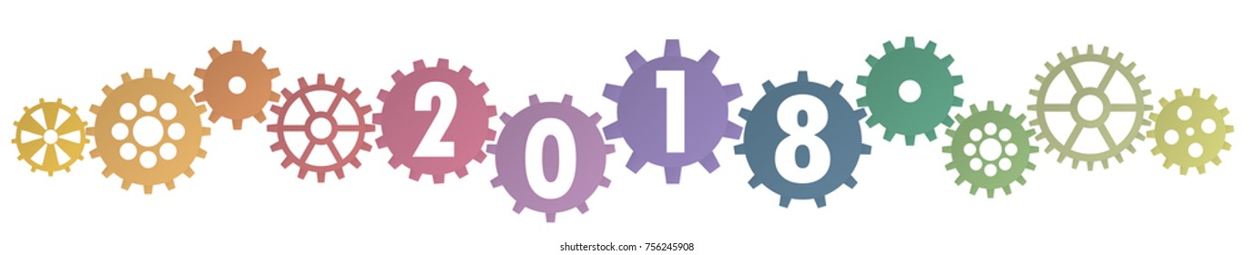 cooperation gears in different colors for New Year 2018
