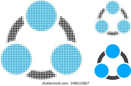 Kooperationen halftone gepunktete Symbol. Halftone Muster enthält Kreispunkte. Vektorgrafik der Zusammenarbeit Symbol auf weißem Hintergrund.