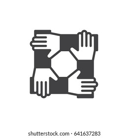 Cooperation hands, teamwork icon vector, filled flat sign, solid pictogram isolated on white. Symbol, logo illustration. Pixel perfect