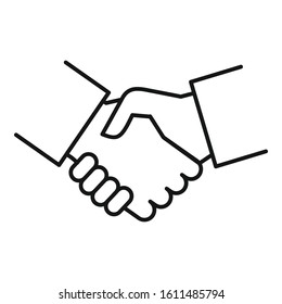 Cooperation handshake icon. Outline cooperation handshake vector icon for web design isolated on white background