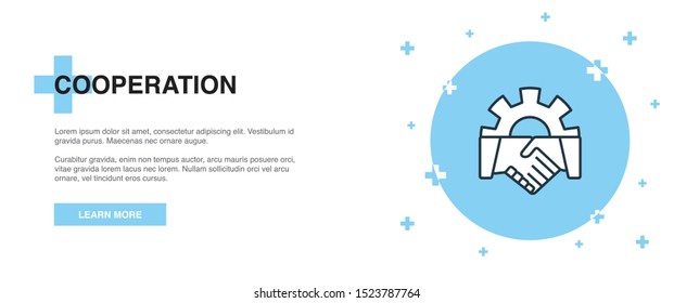 cooperation icon, banner outline template concept. cooperation line illustration
