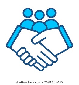 Icono De Cooperación En Diseño Plano Monocromo Azul, Ilustración vectorial