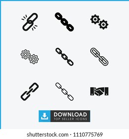 Cooperation icon. collection of 9 cooperation filled and outline icons such as chain, gear. editable cooperation icons for web and mobile.