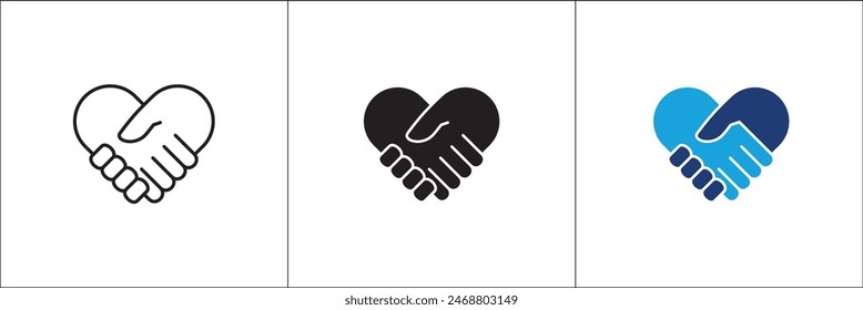 Cooperation icon. Humanity solidarity symbol. Teamwork icon. Collaboration symbol. Co-worker logo. Hand team work logo. Vector stock isolated in white for illustration and graphic design resource.