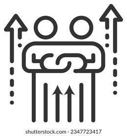 cooperación línea de icono elementos de diseño vectorial pictogramas logotipo de boe infografía 
