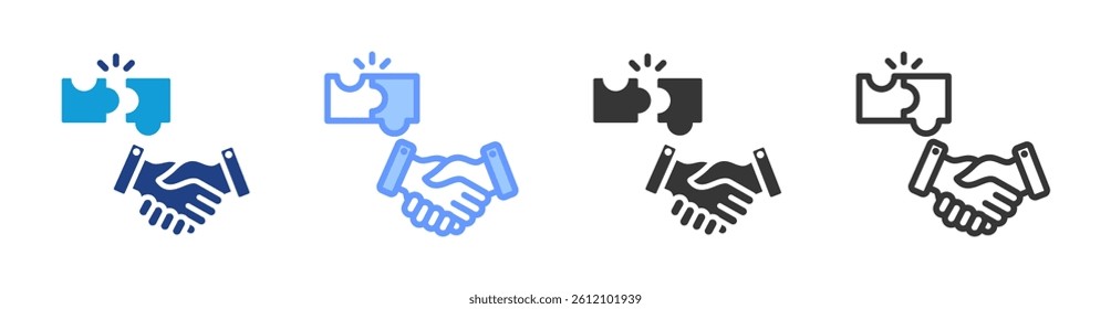 Cooperation icon set multiple style collection
