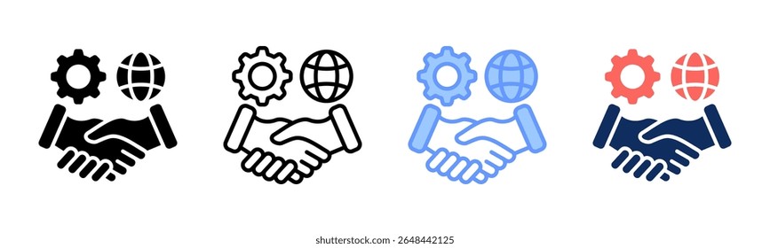 Coleção de estilos múltiplos de folha de ícone de cooperação