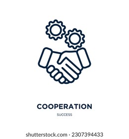 cooperation icon from success collection. Thin linear cooperation, communication, team outline icon isolated on white background. Line vector cooperation sign, symbol for web and mobile